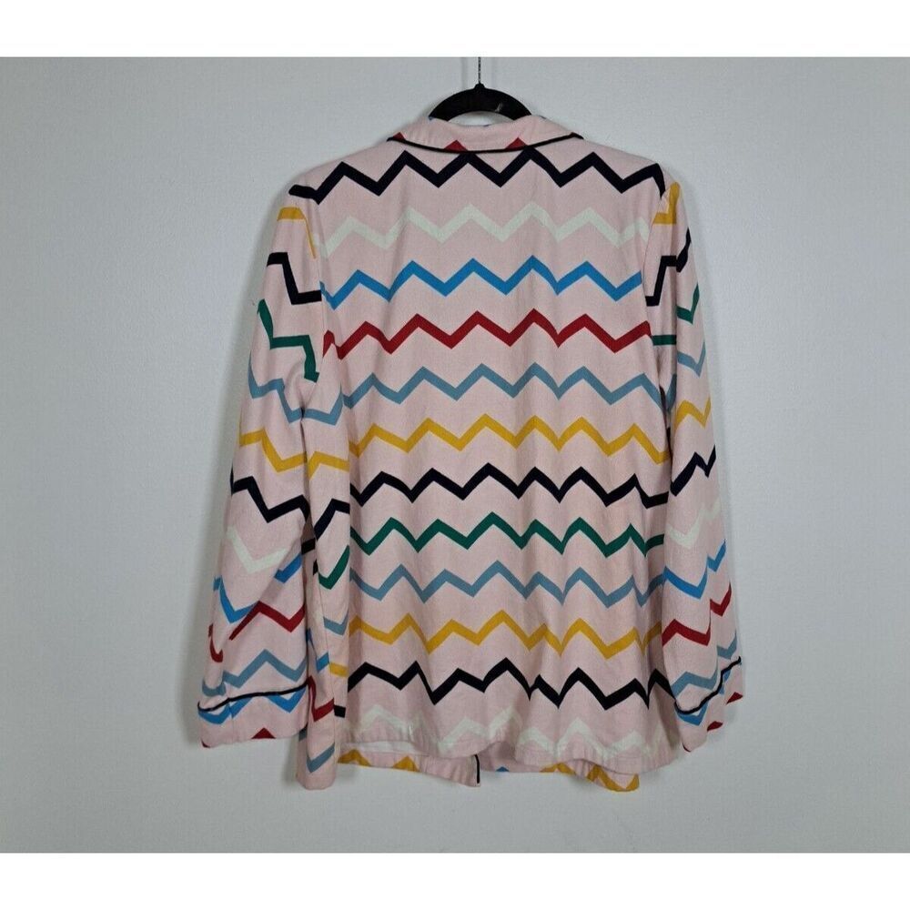 Boden Pajama Top Plus‎ Size 20/22  Pink Wave Rainbow Cotton Button Front - Picture 4 of 8